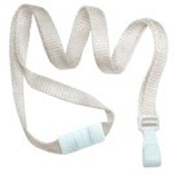 BRADY PEOPLE ID, STANDARD LANYARD,FBBAMBO, FLAT 3/8 INCH (10MM) ,NATURAL BAMBOO,WHITE, MO TWIST WIDE PLASTIC HOOK, 36 INCH LENGTH, BREAKAWAY, PACK OF 100